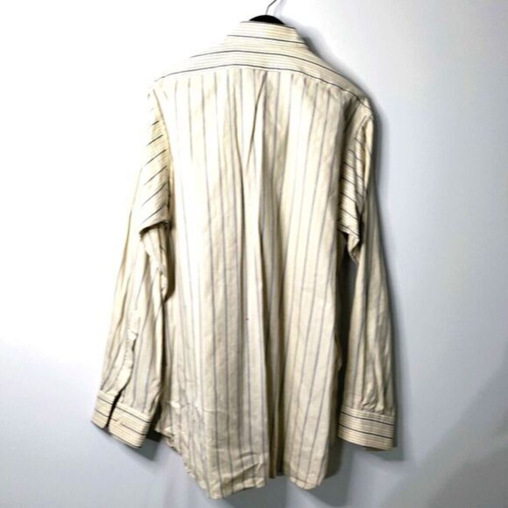 BACHRACH Men 17 36/37 Woven Cotton Striped Long Sleeve Casual Preppy Y2K Shirt - Picture 7 of 9